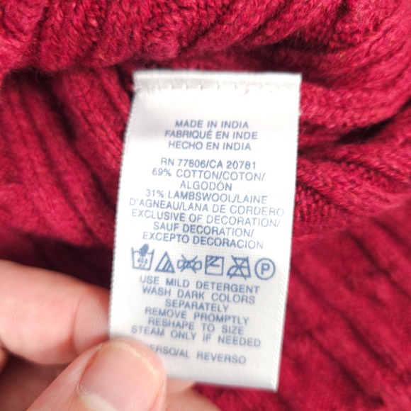 Tommy Hilfiger Youth Large Red Lambswool Crew Neck Sweater Pullover - Picture 5 of 8